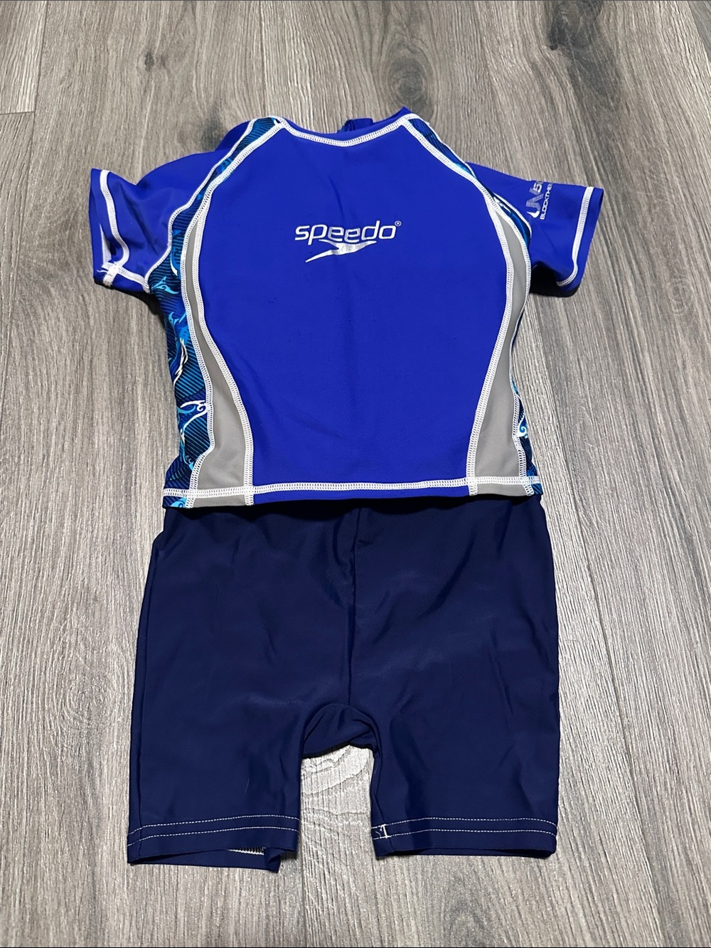 Speedo Blue and Navy Kids Padded Rash Guard Swim Suit